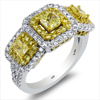 1.97ct.tw. Diamond Ring Three Radiant Yellow Dia 0.91ct. 18KWY DKR002574